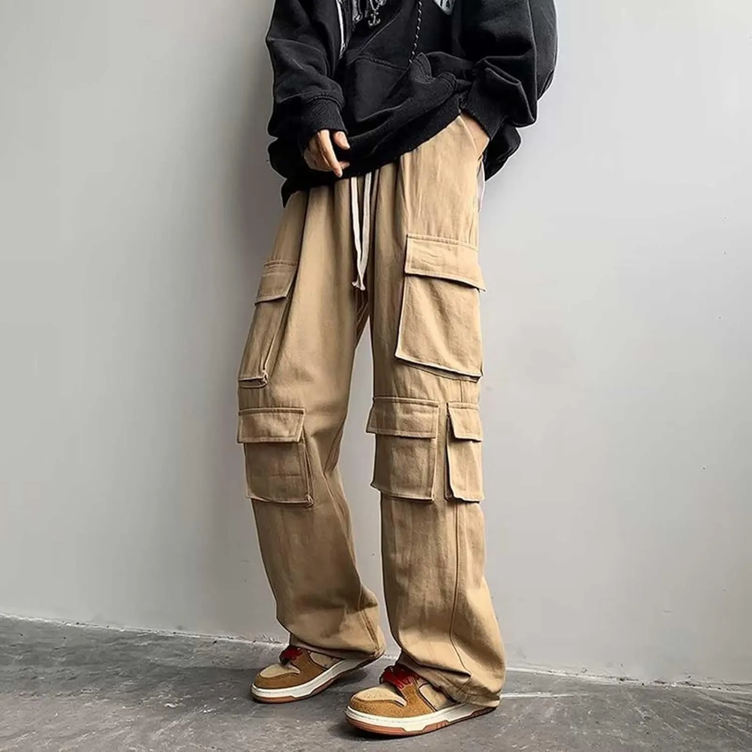 2023 Mens Cargo Pants Plus Size Elastic Waist Baggy Sweatpants for Men Casual Trousers Lightweight Jogger Pant Sweatpants