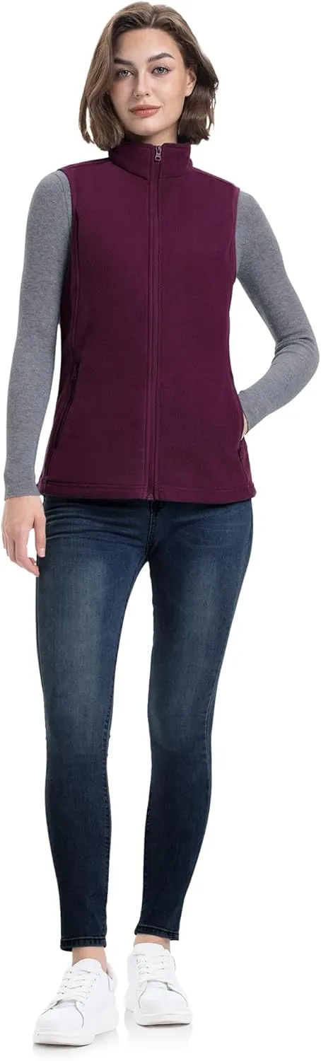 33,000ft Women's Fleece Vest, Lightweight Warm Polar Soft Vests Outerwear with Zip Up Pockets, Sleeveless Jacket for Winter
