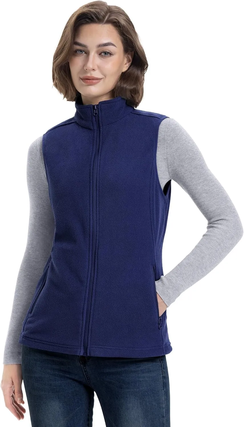 33,000ft Women's Fleece Vest, Lightweight Warm Polar Soft Vests Outerwear with Zip Up Pockets, Sleeveless Jacket for Winter