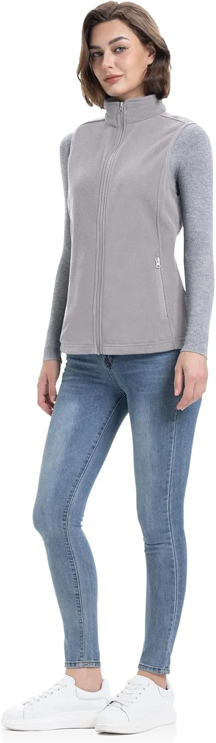 33,000ft Women's Fleece Vest, Lightweight Warm Polar Soft Vests Outerwear with Zip Up Pockets, Sleeveless Jacket for Winter