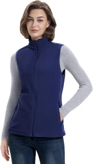 33,000ft Women's Fleece Vest, Lightweight Warm Polar Soft Vests Outerwear with Zip Up Pockets, Sleeveless Jacket for Winter