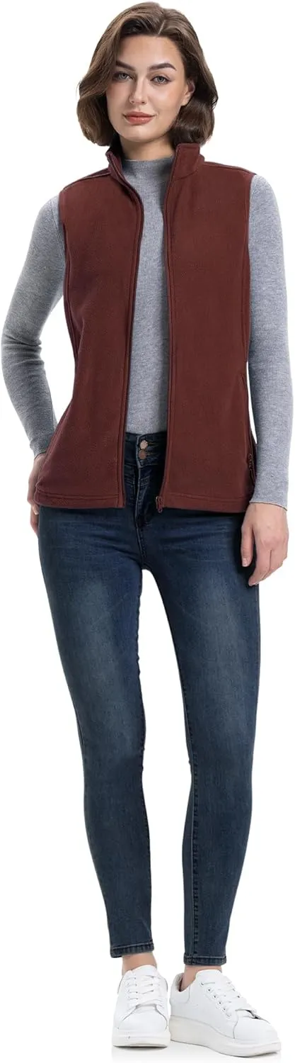 33,000ft Women's Fleece Vest, Lightweight Warm Polar Soft Vests Outerwear with Zip Up Pockets, Sleeveless Jacket for Winter