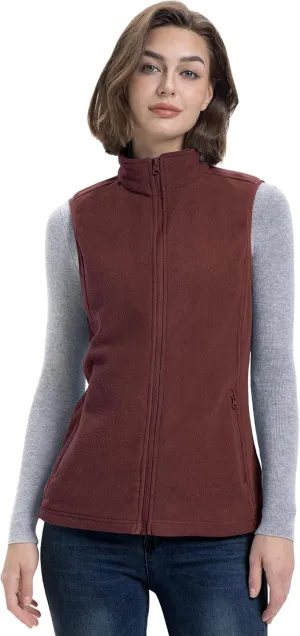 33,000ft Women's Fleece Vest, Lightweight Warm Polar Soft Vests Outerwear with Zip Up Pockets, Sleeveless Jacket for Winter