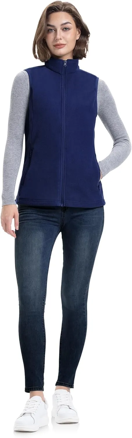 33,000ft Women's Fleece Vest, Lightweight Warm Polar Soft Vests Outerwear with Zip Up Pockets, Sleeveless Jacket for Winter