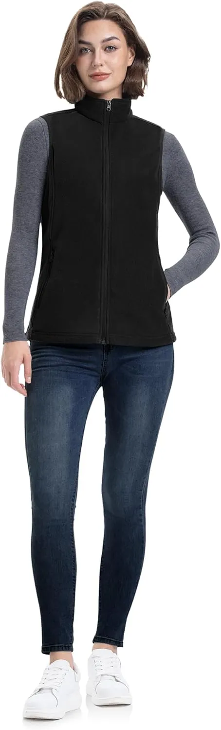33,000ft Women's Fleece Vest, Lightweight Warm Polar Soft Vests Outerwear with Zip Up Pockets, Sleeveless Jacket for Winter