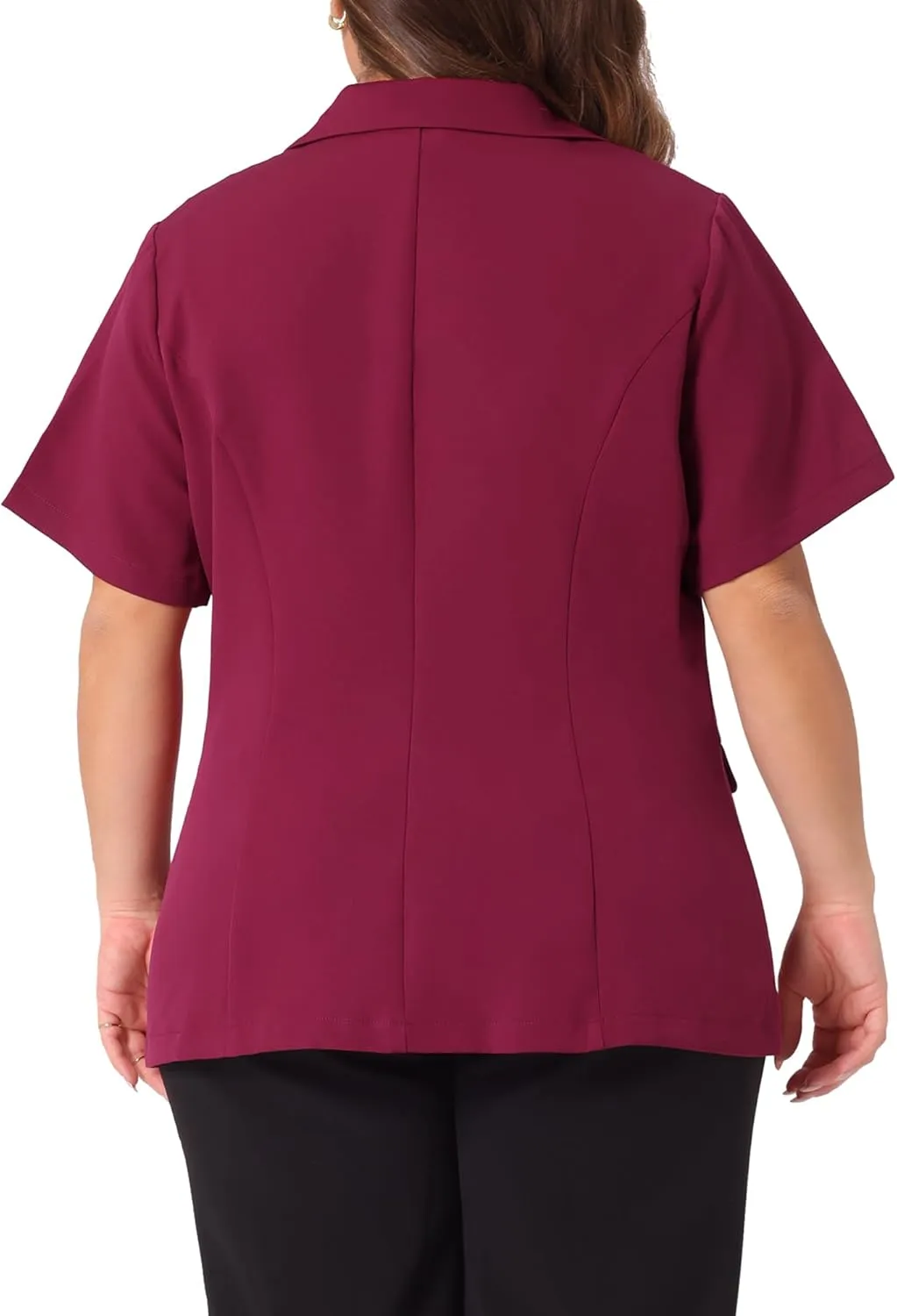 Agnes Orinda Plus Size Casual Blazers for Women Short Sleeve Notched Lapel Button Work Office Blazer Suit Jacket
