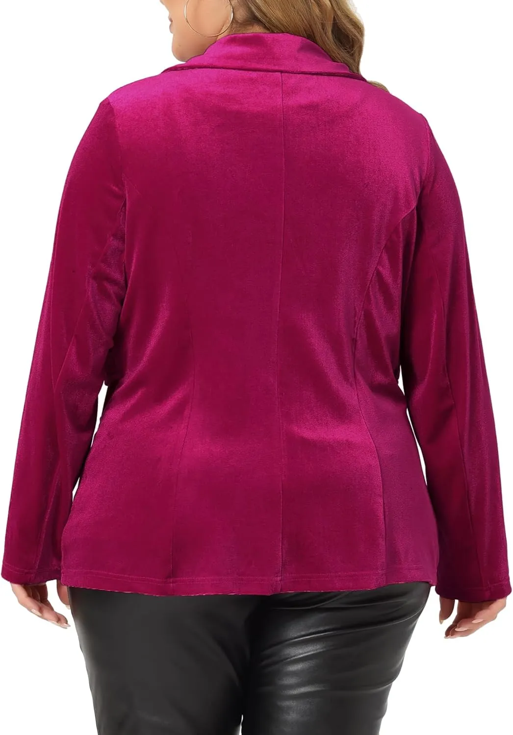 Agnes Orinda Plus Size Velvet Blazers Jackets for Women Casual Lapel Suit Office Work Blazer