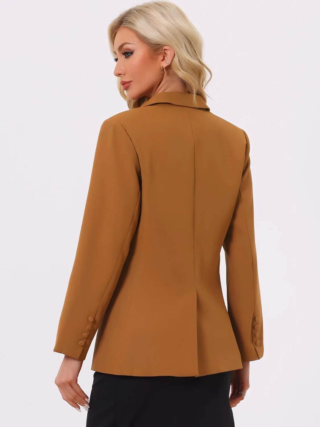Allegra K Business Blazer for Women's One Button Open Front Work Office Suit Blazers