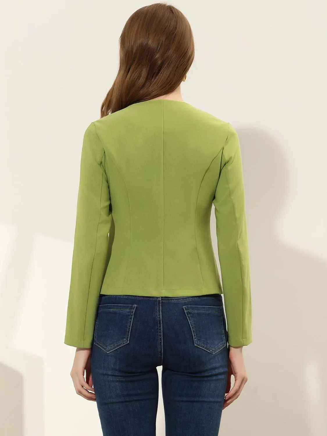 Allegra K Women's Blazers Casual Jackets Long Sleeve Button Down Cropped Blazer Work Office Business Jacket