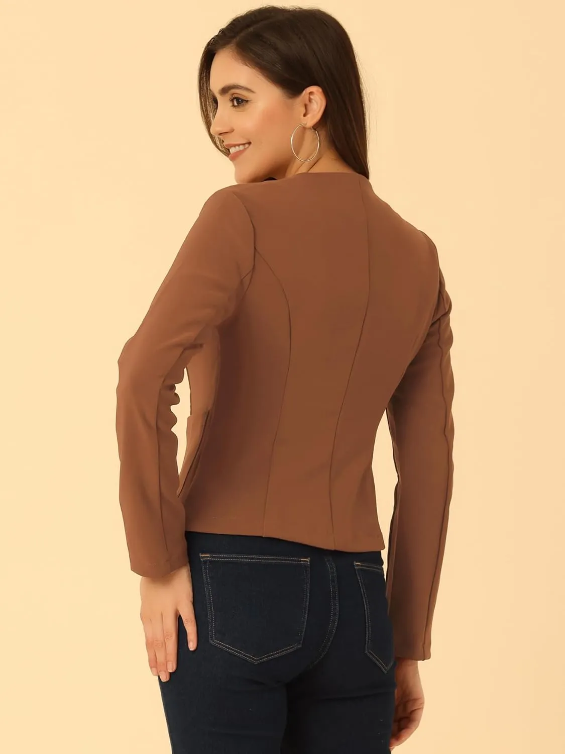 Allegra K Women's Blazers Casual Jackets Long Sleeve Button Down Cropped Blazer Work Office Business Jacket