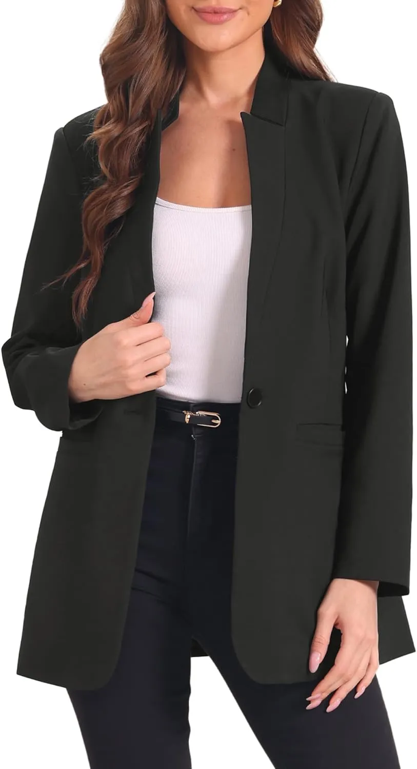 Allegra K Work Blazers for Women's Long Sleeve V Neck Business Outfits Jackets Blazer