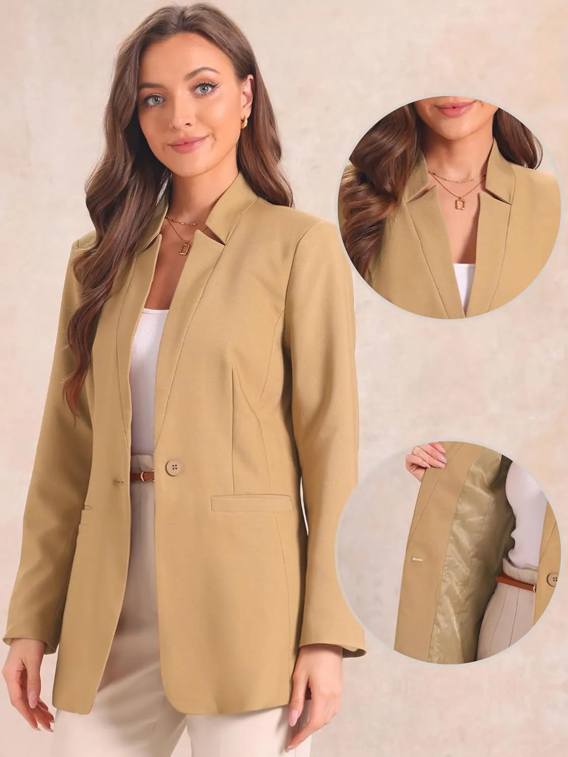 Allegra K Work Blazers for Women's Long Sleeve V Neck Business Outfits Jackets Blazer
