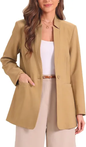 Allegra K Work Blazers for Women's Long Sleeve V Neck Business Outfits Jackets Blazer