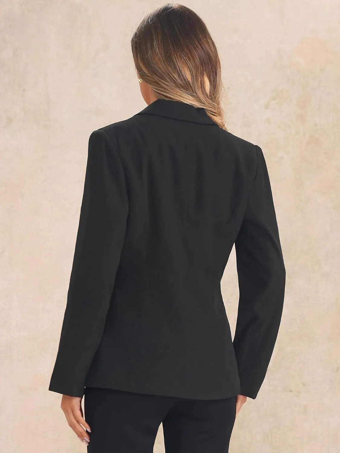 Allegra K Work Office Blazers for Women's Lapel Collar Long Sleeve Jackets Suit with Pockets