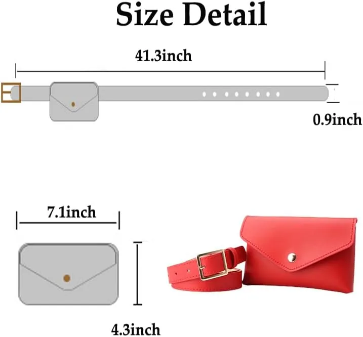 ALTALIVA Women's Leather Belt, Fanny Pack with Removable Belt Fashion Waist Pouch Belt Bags, Fashion PU Leather Waist Pack Pouch Small Purse for Party, Travel, Hiking (red)