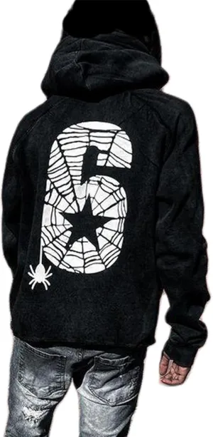 Amiblvowa Y2K Hoodie for Men Women Spider Web Graphic Hoodies Aesthetic Grunge Hooded Sweatshirt Oversized Harajuku Jacket