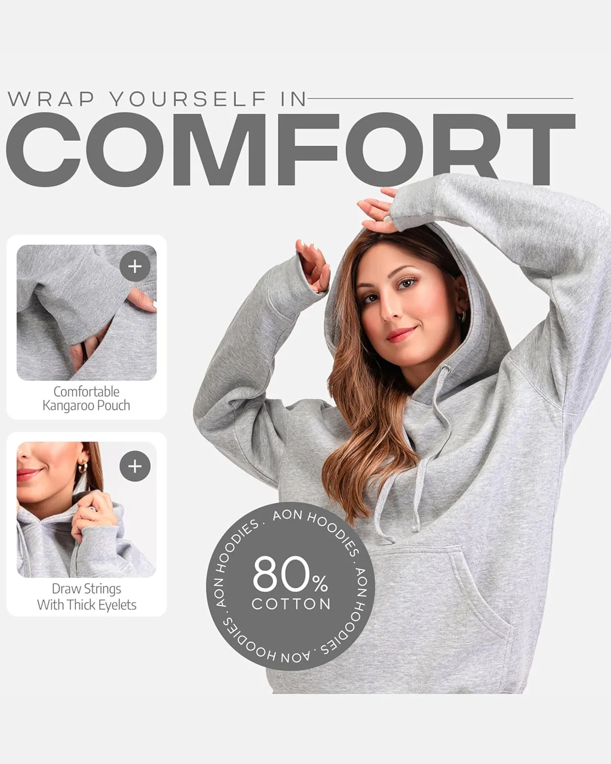 Aon's High Natural Cotton Blend Hoodies For Women: More Breathable & Appealing Modern Fit Sweatshirt Sweaters