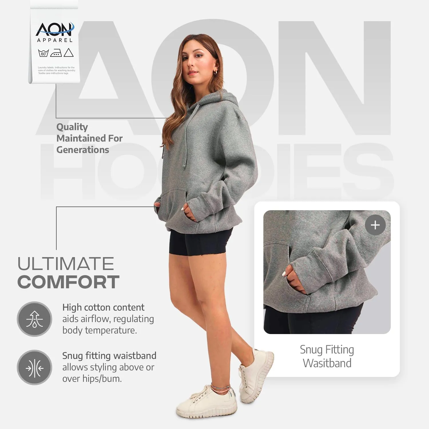Aon's High Natural Cotton Blend Hoodies For Women: More Breathable & Appealing Modern Fit Sweatshirt Sweaters