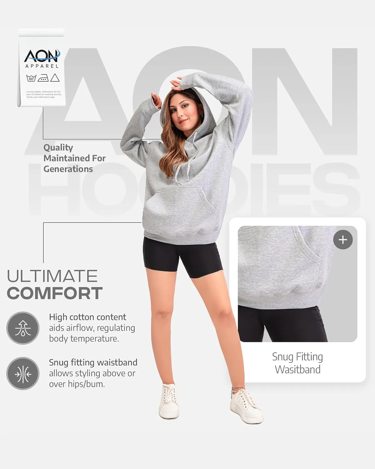 Aon's High Natural Cotton Blend Hoodies For Women: More Breathable & Appealing Modern Fit Sweatshirt Sweaters