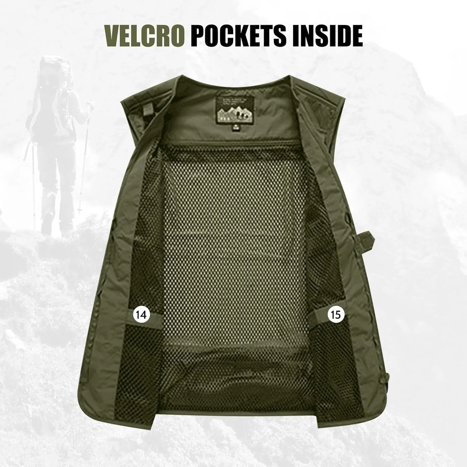 AOTORR Mens Outdoor Work Safari Cargo Photo Travel Fishing Vests for Men with Multi-pockets
