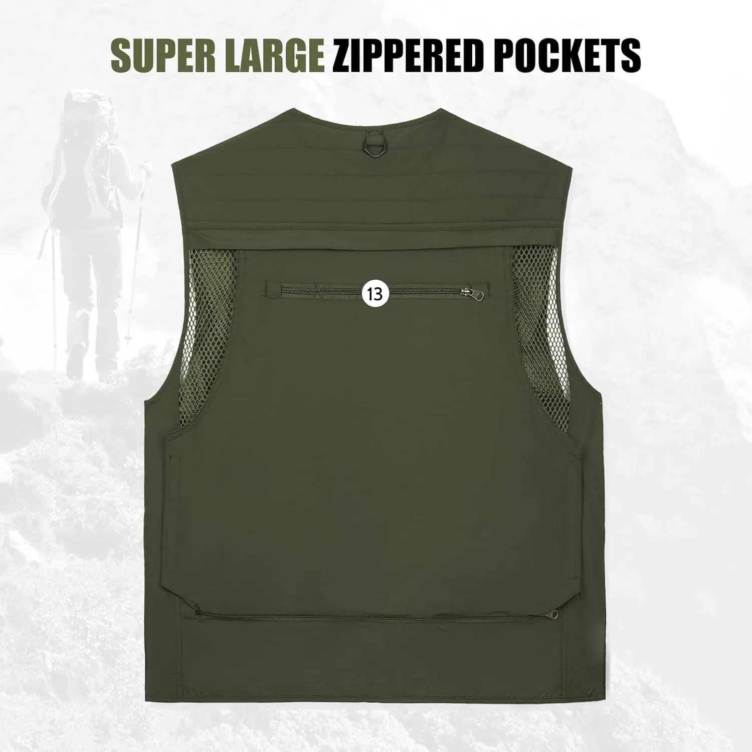 AOTORR Mens Outdoor Work Safari Cargo Photo Travel Fishing Vests for Men with Multi-pockets