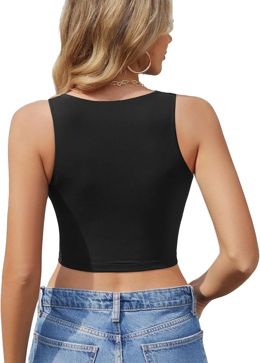 Avidlove Tank Top for Women Sleeveless Double Lined Crop Tops High Neck Racerback Camisole Summer Casual Slim Clothes