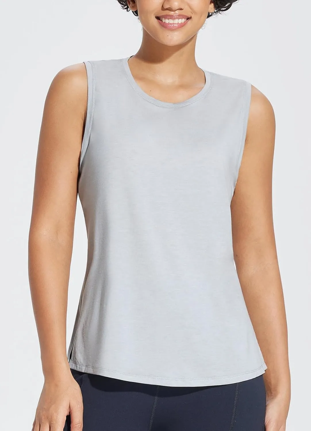 baleaf Workout Tank Tops for Women Sleeveless Athletic Top Loose Fit Running Shirts High Neck Yoga Gym Clothes