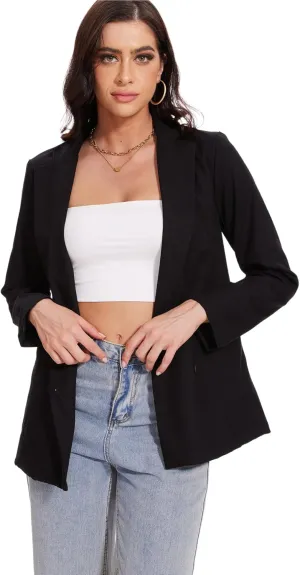 Beautiful Nomad Women's Cotton Linen Blazer Long Sleeve Fall Fashion Casual Work Office Jackets