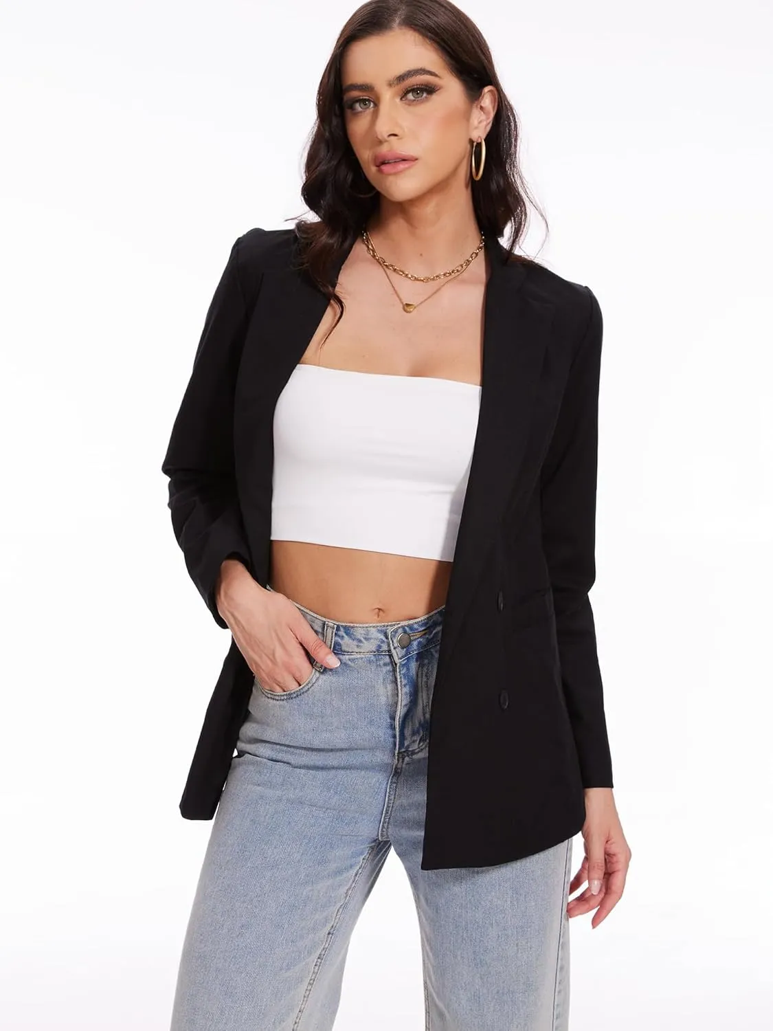 Beautiful Nomad Women's Cotton Linen Blazer Long Sleeve Fall Fashion Casual Work Office Jackets