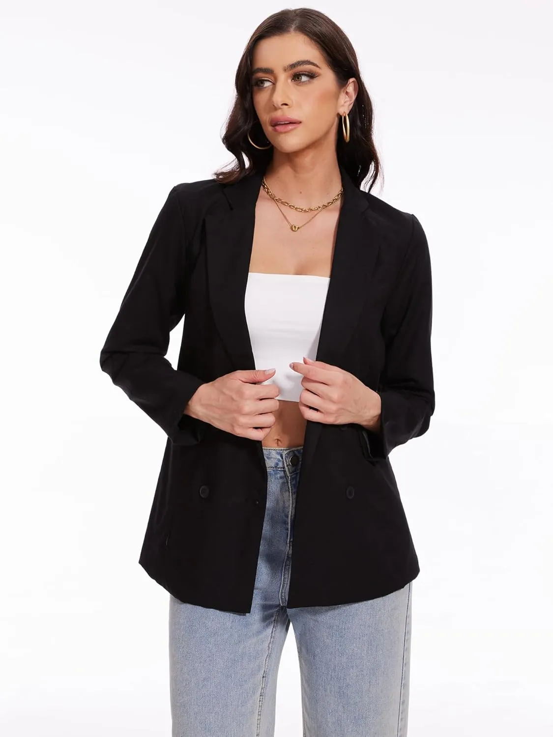 Beautiful Nomad Women's Cotton Linen Blazer Long Sleeve Fall Fashion Casual Work Office Jackets