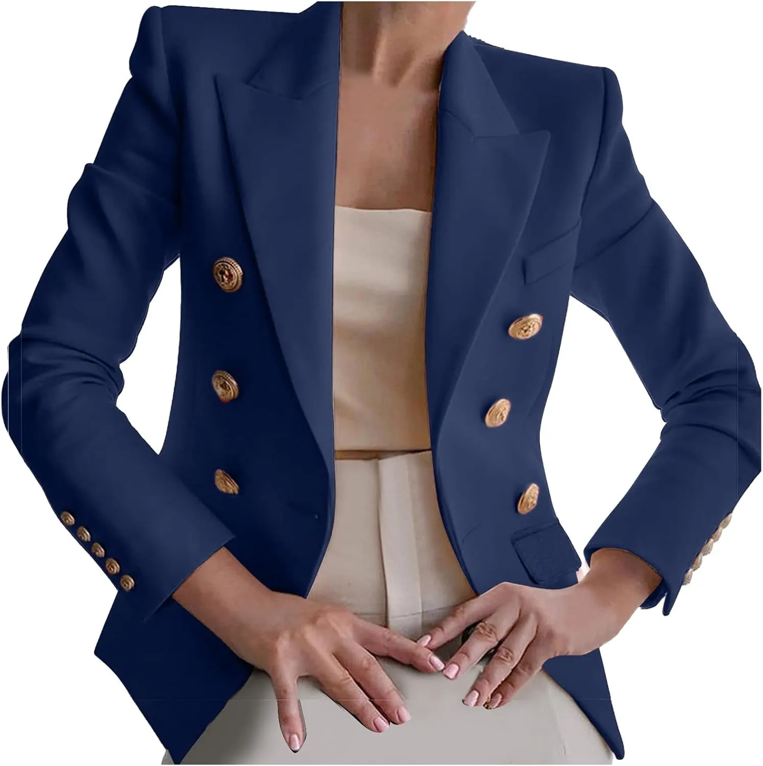 Blazers for Women Business Casual Long Sleeve Fitted Blazer Double Breasted Blazer Work Office Jacket Elegant Blazers