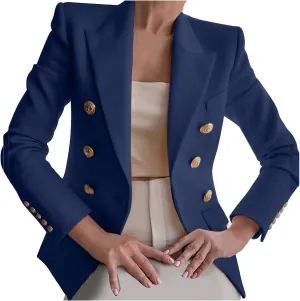 Blazers for Women Business Casual Long Sleeve Fitted Blazer Double Breasted Blazer Work Office Jacket Elegant Blazers