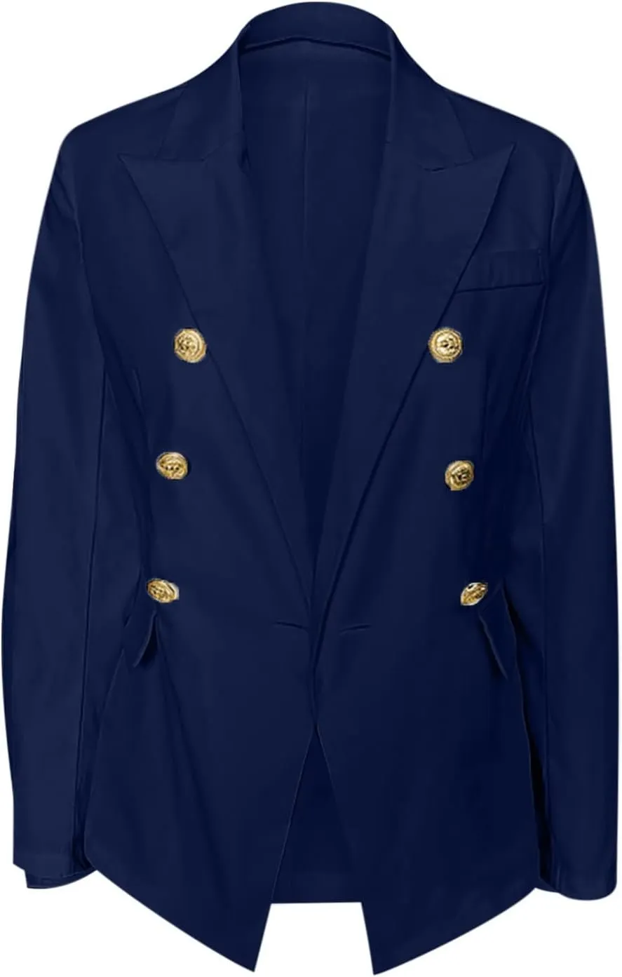 Blazers for Women Business Casual Long Sleeve Fitted Blazer Double Breasted Blazer Work Office Jacket Elegant Blazers