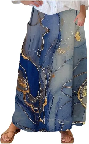 Boho Skirt for Women Floral Butterfly Graphic Skirts High Waisted Plus Size Baggy Skirts Pleated Skirt Outfits