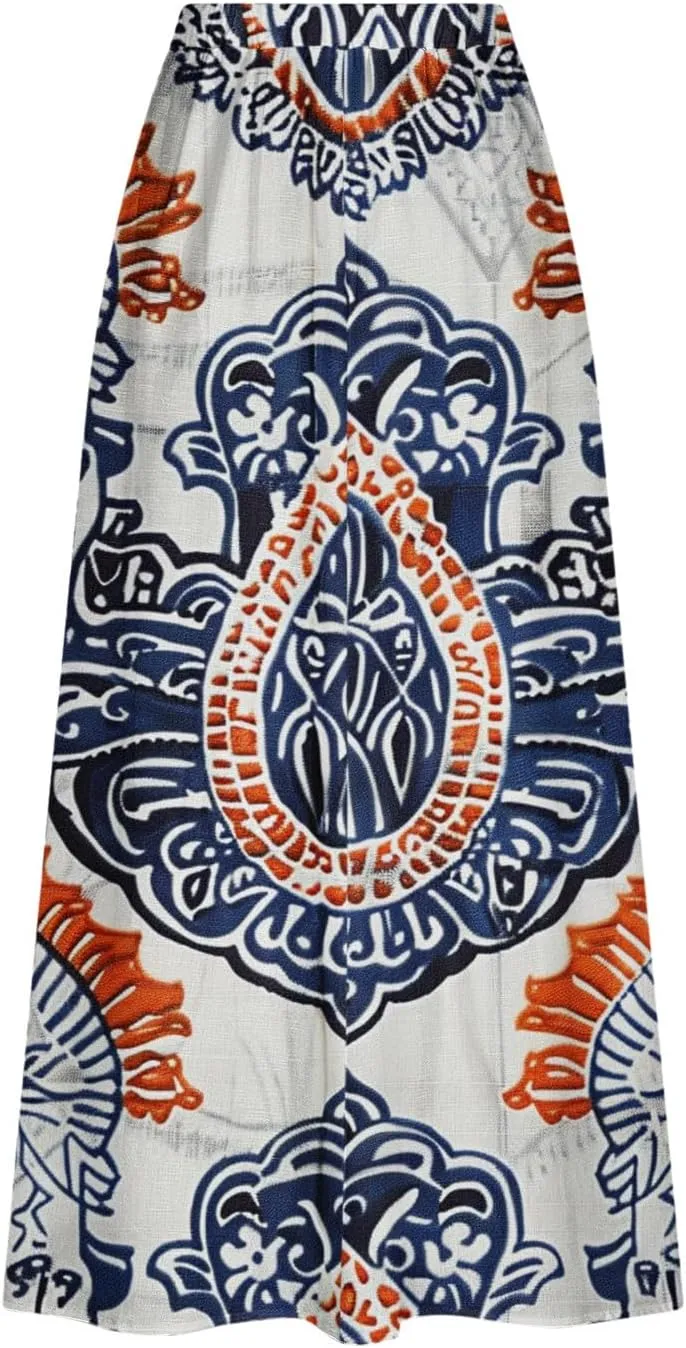 Boho Skirt for Women Floral Butterfly Graphic Skirts High Waisted Plus Size Baggy Skirts Pleated Skirt Outfits