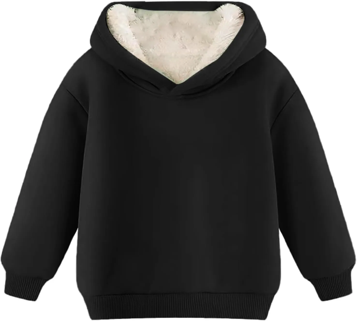 Boys Girls Fleece Lined Pullover Tops Hooded Sweatshirt Solid Sherpa Hoodie for Teen Girl Winter Thermal Outwear