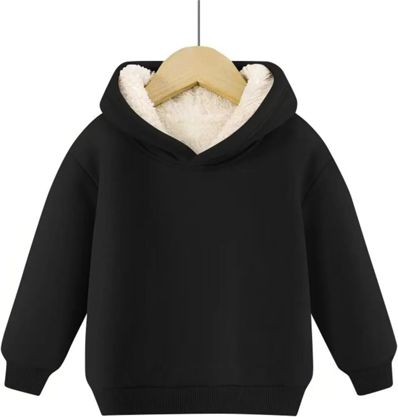 Boys Girls Fleece Lined Pullover Tops Hooded Sweatshirt Solid Sherpa Hoodie for Teen Girl Winter Thermal Outwear