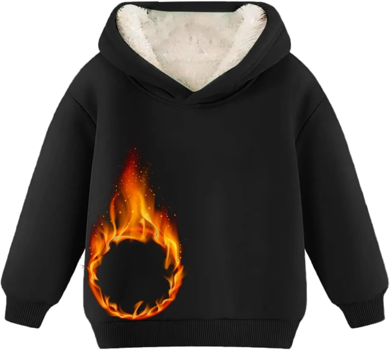 Boys Girls Fleece Lined Pullover Tops Hooded Sweatshirt Solid Sherpa Hoodie for Teen Girl Winter Thermal Outwear