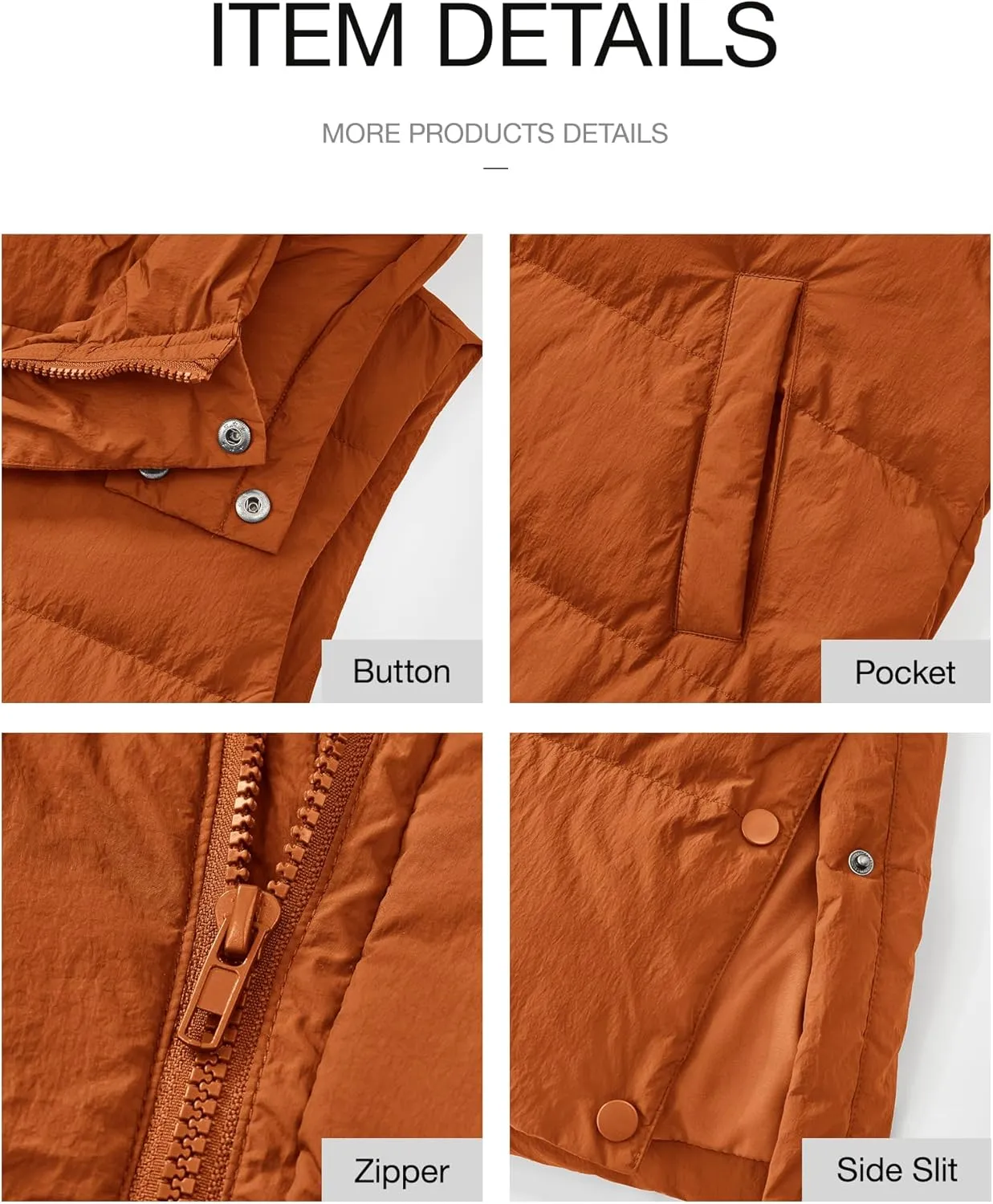 BTFBM Long Puffer Vest Women Quilted Hooded Button Down Zip Up Sleeveless Vests Outerwear Padded Jacket Fall Winter Coat