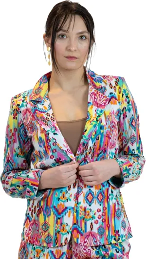 Business Casual Colorful Blazers & Pant Suits for Women Dressy with Pocket - Moroccan Print Women's Suits