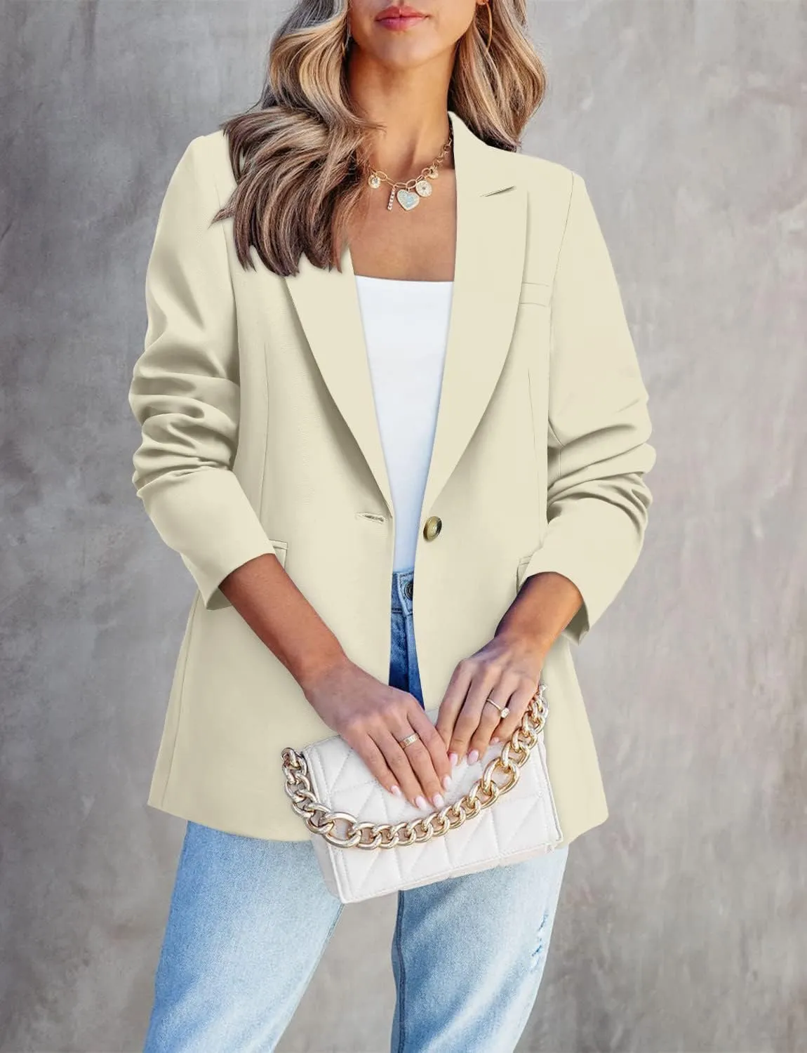 CHICZONE Womens Long Sleeve Casual Blazers Open Front Lapel Button Work Office Ladie's Suits Jackets