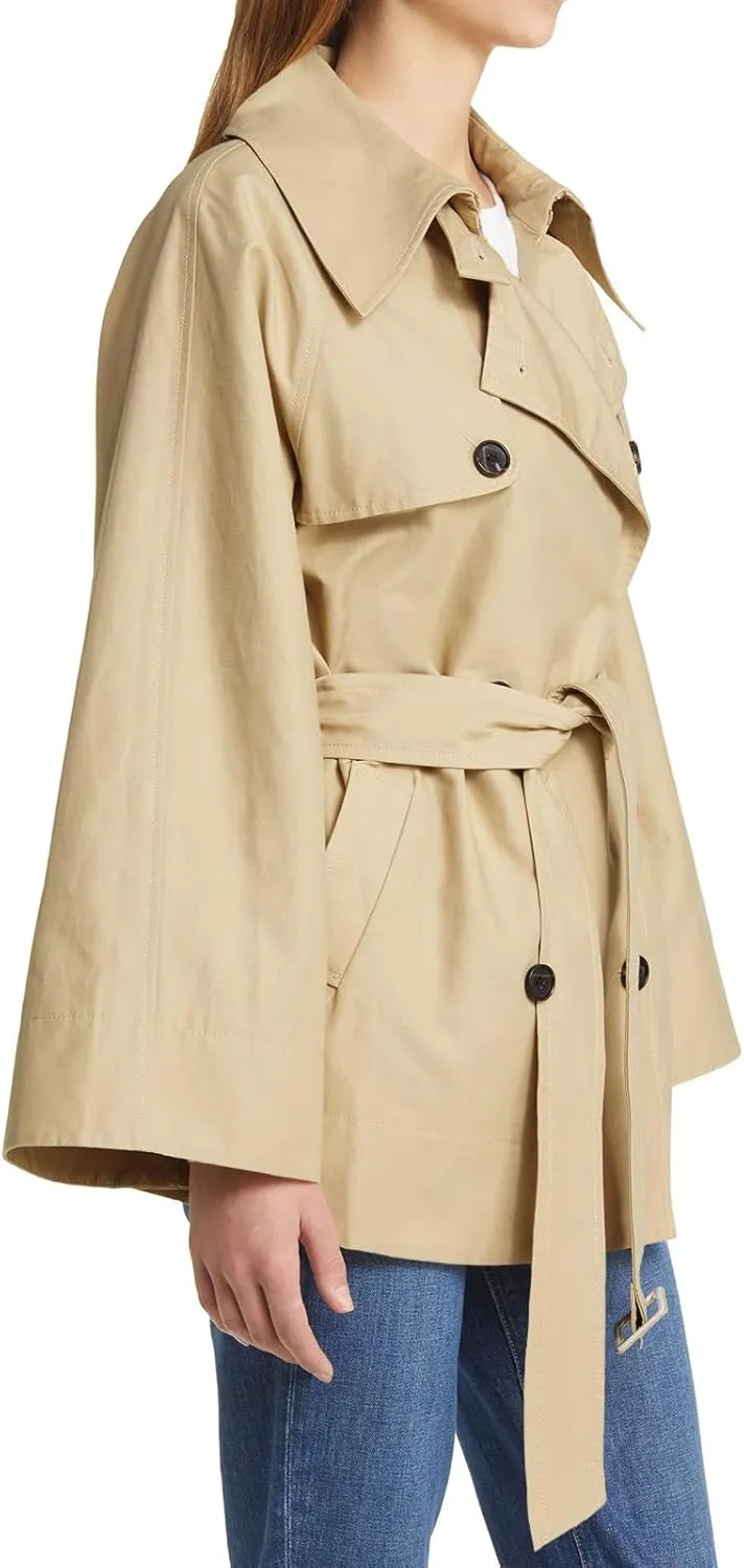 Cicy Bell Womens Casual Trench Coat Double Breasted Long Sleeve Fall Jacket Classic Lapel Overcoat with Belt