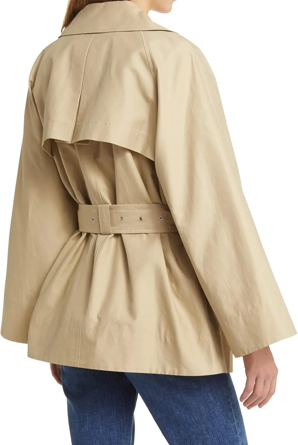 Cicy Bell Womens Casual Trench Coat Double Breasted Long Sleeve Fall Jacket Classic Lapel Overcoat with Belt