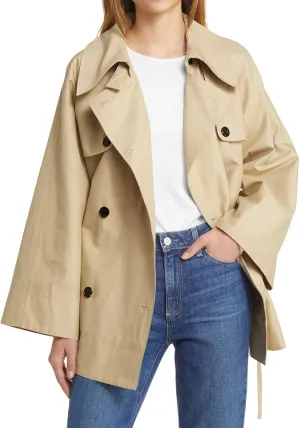 Cicy Bell Womens Casual Trench Coat Double Breasted Long Sleeve Fall Jacket Classic Lapel Overcoat with Belt