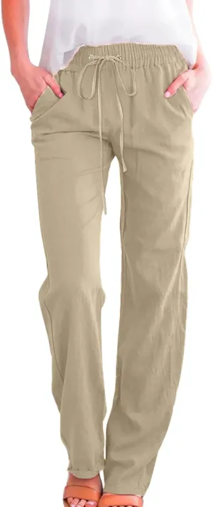 Corduroy Pleated Pants for Women Winter Everyday Hiking Pants with Pockets Elastic Waist High Waisted