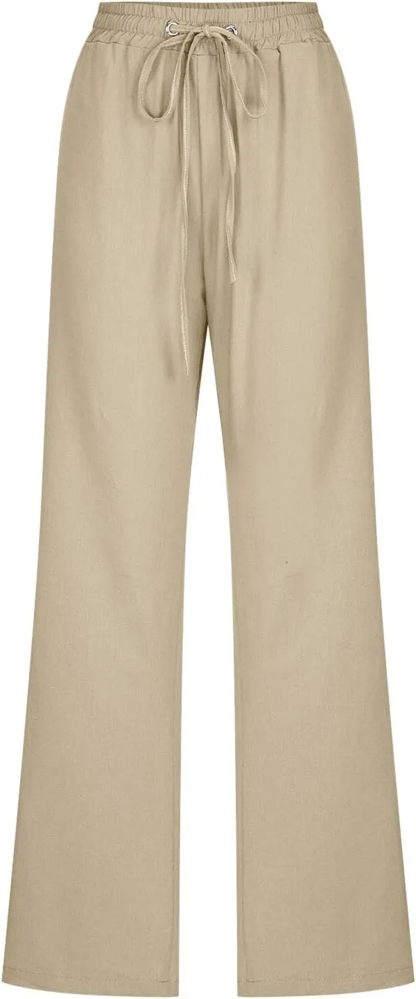 Corduroy Pleated Pants for Women Winter Everyday Hiking Pants with Pockets Elastic Waist High Waisted