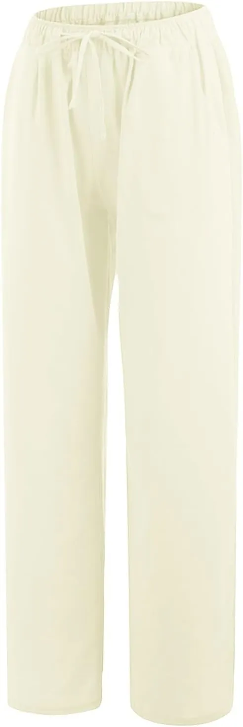 Cotton Linen Pants Women Summer 2025 Wide Leg High Waist Trousers Breathable Resort Wear Wrinkle-Free Casual Pants