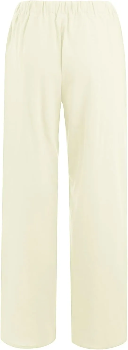 Cotton Linen Pants Women Summer 2025 Wide Leg High Waist Trousers Breathable Resort Wear Wrinkle-Free Casual Pants