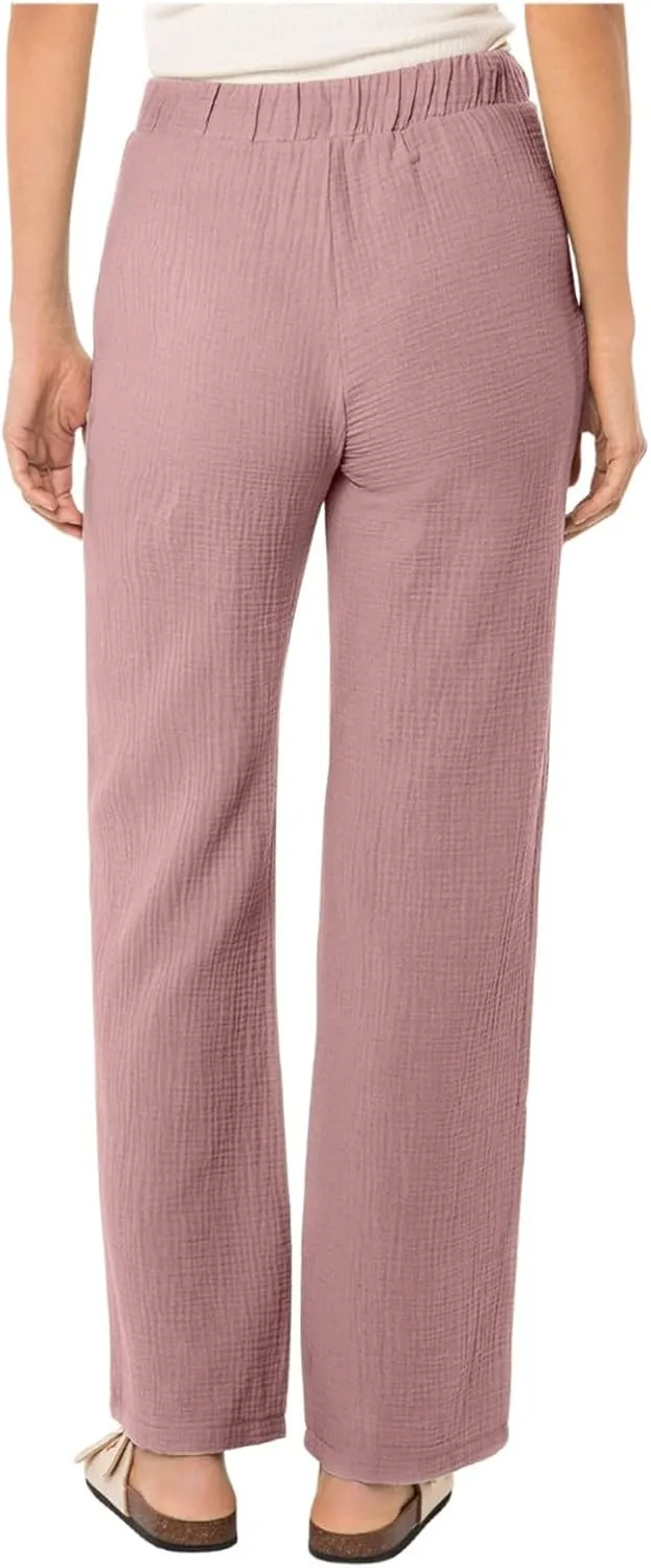 Cotton Linen Pants Women Summer Casual High Waisted Wide Leg Pants with Pockets Soft Boho Beach Trendy Trousers