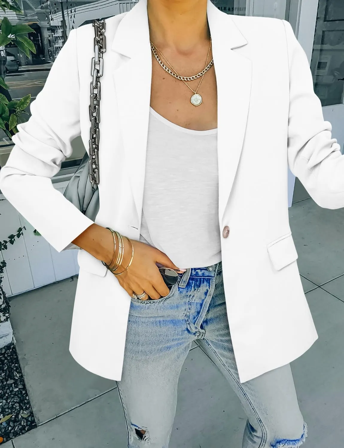 CRAZY GRID Women Business Casual Blazers with Lined Professional Work Suit Jacket with Pockets